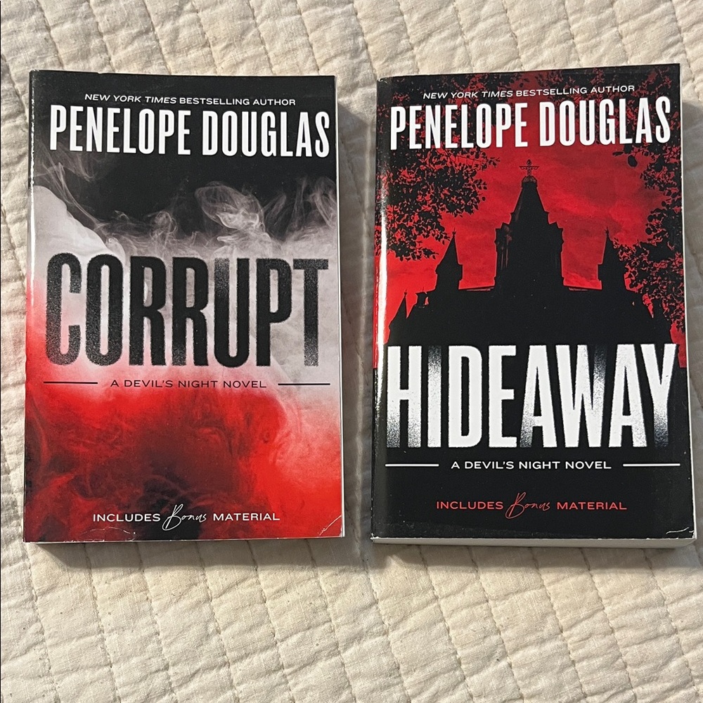 Penelope Douglas books 
Corrupt and Hideaway